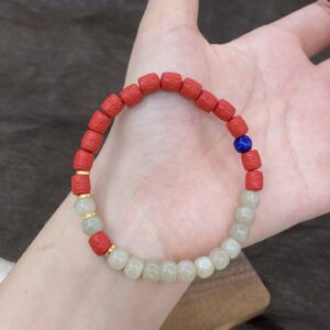 朱砂“回纹”和田玉手串