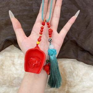 朱砂“簸箕元宝”手串 招财挂件，车挂