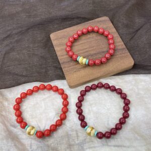 朱砂“蜜蜡莲花”手串