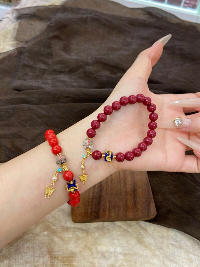 朱砂“蝴蝶”手串📿 - 图片 3