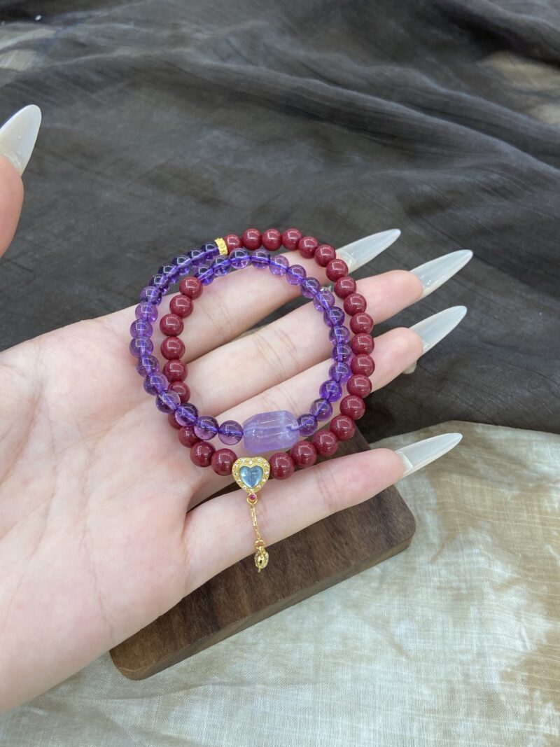 朱砂紫水晶手串🔮 - 图片 2